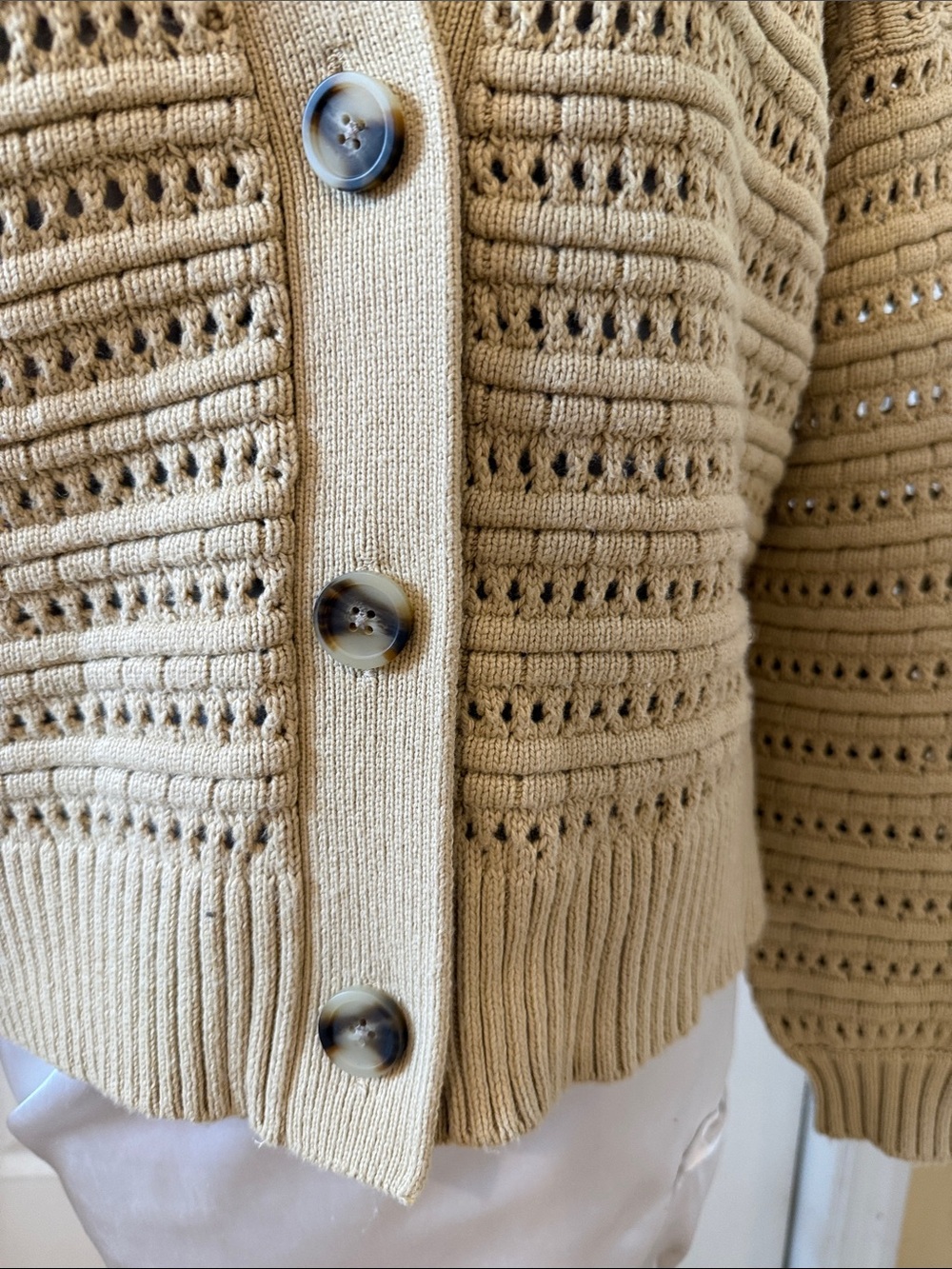 Mint - Madewell Tanfield Open-Knit Button Cardigan in Tan ( sz sm) - Picture 2 of 5